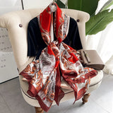 180*90cm Luxury Brand Women Summer Silk Scarves Shawls Lady Wraps Soft Female Flower Print Beach Stole Bandanna foulard muffler