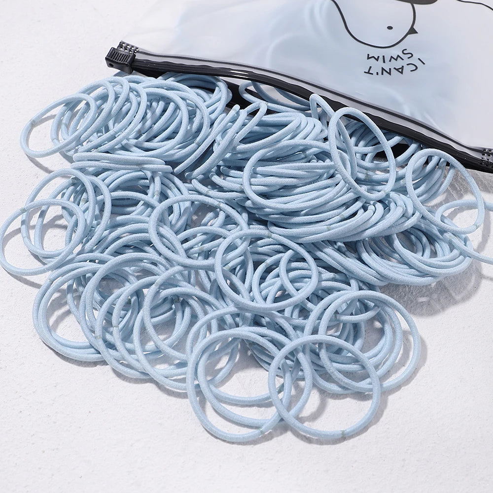 Lot de 50 bandeaux élastiques en caoutchouc pour cheveux, style macaron, très élastiques, durables, pour queue de cheval haute, pour femmes et enfants
