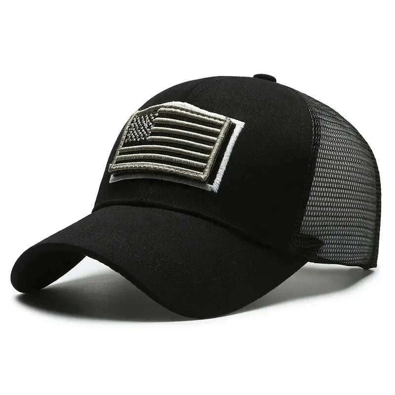 Casquette de baseball brodée avec motif camouflage du drapeau américain pour homme
