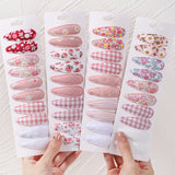 10Pcs/Lot Hair Clip Newborn Print Cotton Alloy Hair Bow Snap Set Fabric Plaid Hairpins Girls Kids Headwear Baby Hair Accessories
