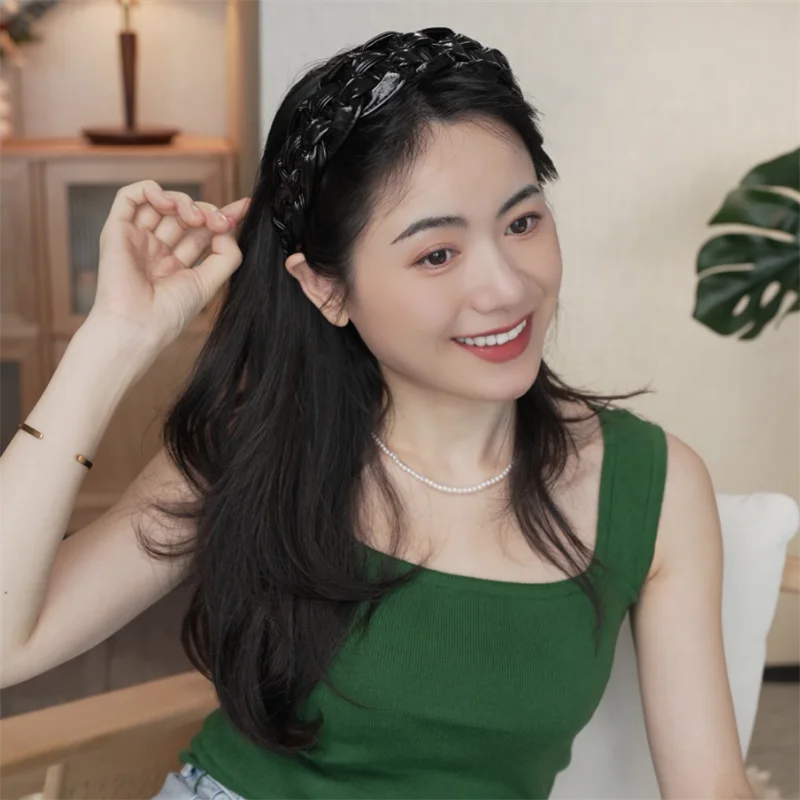 4.5-5CM Stunning Wide Women Headpiece Satin Cloth Braided Headbands for Woman Ladies Daily Shopping Party Head Hoop Accessories