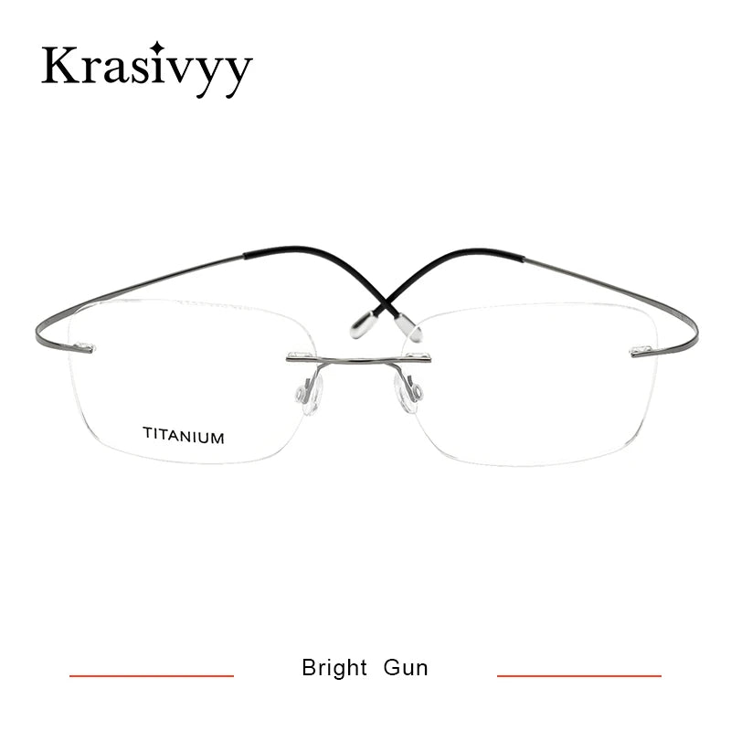Krasivyy Pure Titanium Rimless Glasses Frame Men Prescription Eyeglasses Germany Women Myopia Optical Frame Screwless Eyewear