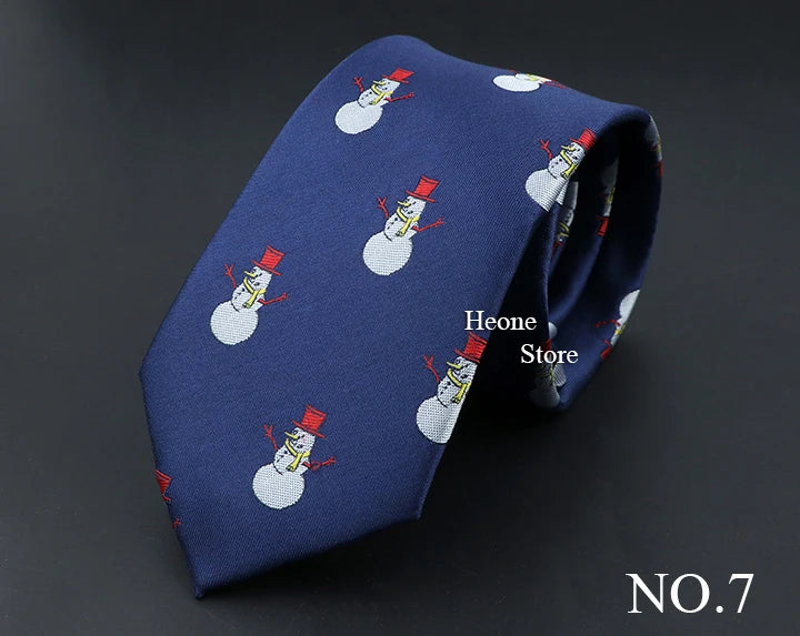Classic Red Blue Christmas Tie For Men Father Festival Gift Santa Claus Snowman Tree Snowflake Elk Necktie Skinny 7cm Accessory
