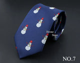Classic Red Blue Christmas Tie For Men Father Festival Gift Santa Claus Snowman Tree Snowflake Elk Necktie Skinny 7cm Accessory