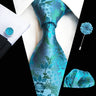Ensemble de cravates en soie rose floral pour hommes, ensemble de cravates de fête de mariage, mouchoir, broche, boutons de manchette, accessoires pour hommes de haute qualité Gravata