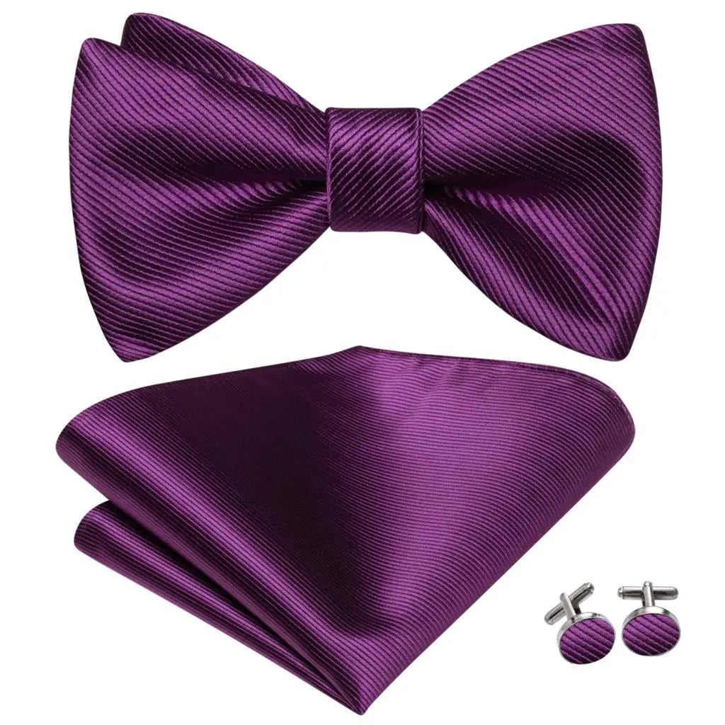 Hi-Tie Ensemble nœud papillon en soie pour homme, mouchoir et boutons de manchette, bleu, rouge, or, noir, blanc, jacquard, nœud papillon, mariage, affaires