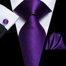 Hi-Tie – Cravate de mariage en soie violette unie à motif cachemire pour homme, ensemble de qualité avec boutons de manchette et mouchoir, cadeau tendance, livraison directe