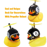 Rubber Duck Toy Car Ornaments Yellow Duck Car Dashboard Decorations Motor Accessories Yellow Duck Ornaments with Helmet for Bike