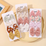 4Pcs/Set Sweet Hair Bows Hair Clip Children Lovely Bowknot Hair Pins for Baby Girls Hair Accessories Print Hollow Hairgripe Gift