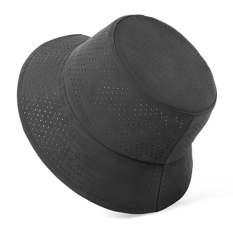 Chapeau de soleil d'été pour hommes et femmes, casquette Panama en maille à séchage rapide, chapeau seau plat en maille respirante, casquette de pêcheur grande taille