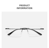 Titanium Reading Glasses Men High Quality Magnifying Presbyopic Eyeglasses Titanium Frames Anti Blue Light Rimless Glasses Men