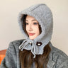Winter Balaclava Hats For Men&Women Corduroy Hooded Caps Outdoor Warmer Drawstring Hats One-Piece Neck Collar Beanies Cap