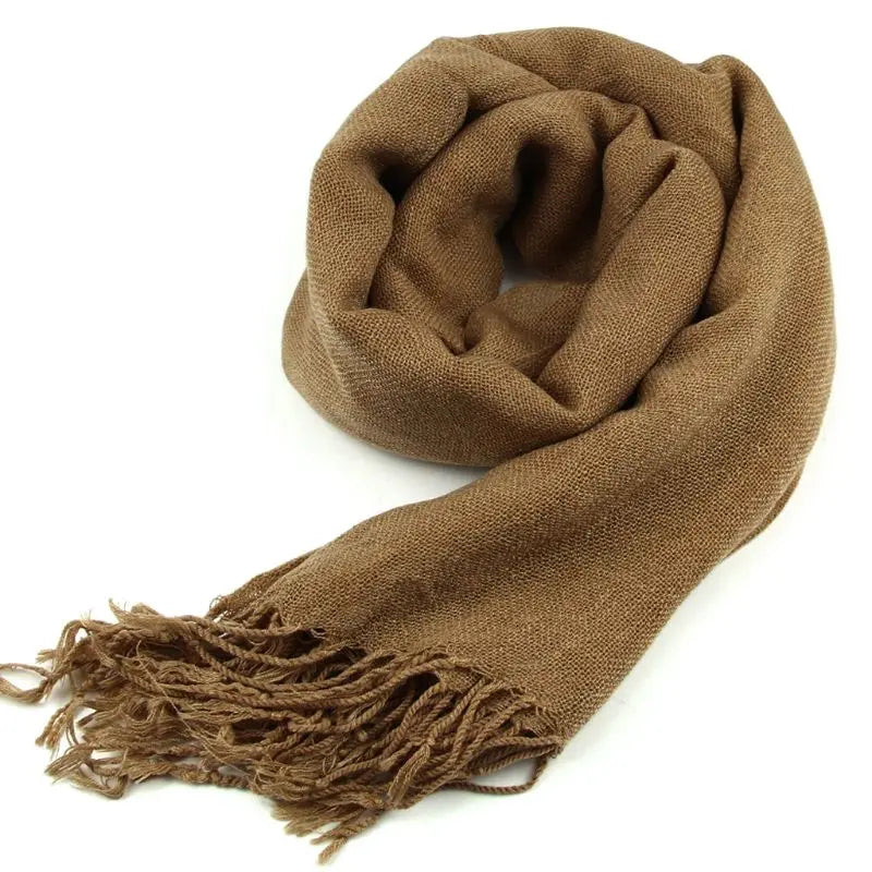 Women Wrap Scarf Cashmere Wool Scarves Silk Solid Long Shawl Tassel