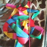 2M 4M 6M Colorful Gym Ribbons Dance Ribbon Rhythmic Art Gymnastics Ballet Streamer Twirling Rod Rainbow Stick Training