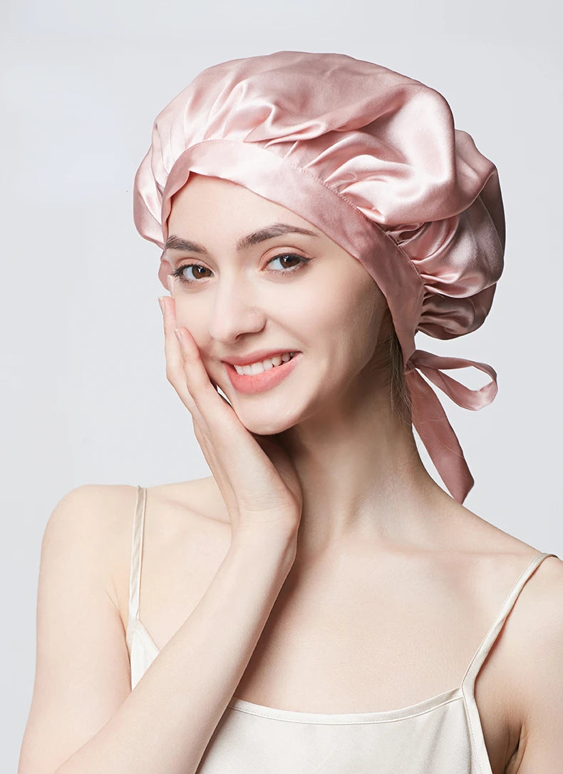 Pure Silk Hair Bonnets For Women Sleeping Cap Luxury Natual Silk Sleep Cap Night Bonnet Caps Hair Protection Turban Head Wraps