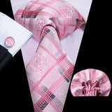 Hi-Tie 100% soie classique pour homme, cravate de mariage corail rose rouge pêche, pochette carrée, boutons de manchette, ensemble de cravates roses pour hommes, cravates cachemire unies