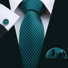 Cravate fantaisie en soie bleu sarcelle pour homme, marque de luxe solide, pochette, boutons de manchette, ensemble de cravates de haute qualité pour fête de mariage Barry.Wang