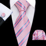 Cravate de luxe pour homme, ensemble de boutons de manchette et mouchoir en soie à rayures rouges, style business, Barry.Wang, accessoire tendance pour mariage, fête, décontracté