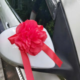 YOMDID DIY Artificial Flower Wedding Car Bridal Car Decoration Door Handle Ribbons Silk Corner Flower Galand With Tulle Set