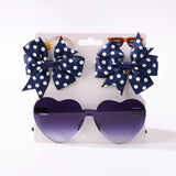 3Pcs/set Cute Solid Kids Dot Hairpin Colorful Heart Sun Glasses Set Girls Boutique Bowknot Hair Clips Children Hair Accessories