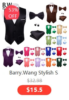 Barry.Wang Nouveauté Soie Hommes Cravate Mouchoir Boutons de Manchette Ensemble Jacquard Animal Dinosaure Chauve-Souris Gravat Cravate Pour Homme Mariage Affaires