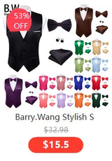 Barry.Wang Nouveauté Soie Hommes Cravate Mouchoir Boutons de Manchette Ensemble Jacquard Animal Dinosaure Chauve-Souris Gravat Cravate Pour Homme Mariage Affaires