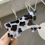 Pince à cheveux en acrylique motif vache panda, design noir et blanc, code QR, accessoires pour cheveux pour femmes et filles