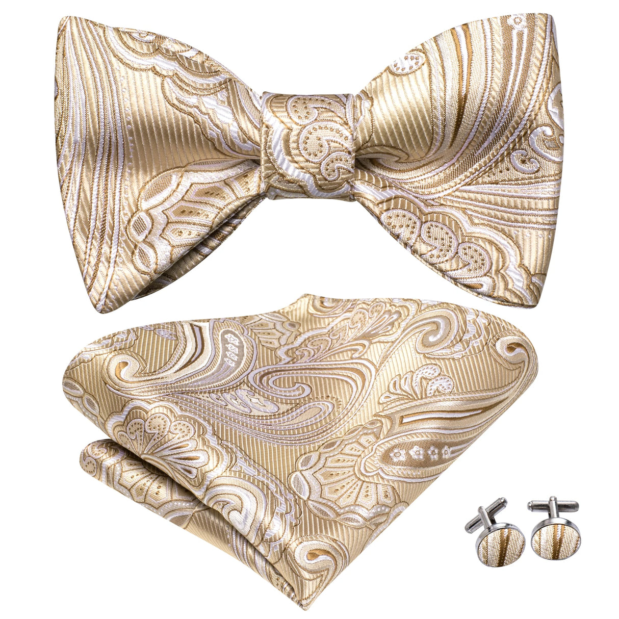 Dropshipping Jacquard Silk Mens Self Bow Tie Hanky Cufflinks Set Male Butterfly Knot Bowtie Wholesale for Male Wedding Business