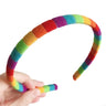 49MB Women Girls Autumn Winter Plush Headband Rainbow Colorful Striped Elastic Hair Hoop Festival Party Wash Face Styling