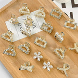 Lot de 6, 8 ou 10 petites pinces à cheveux géométriques en métal avec perles et strass pour femmes et filles