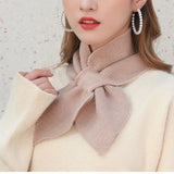 Autumn Winter Scarf Soft Neck Scarf Girls Knitted Sweater Bowtie Women Casual Cross Fishtail Scarf Straps Ladies Shawl