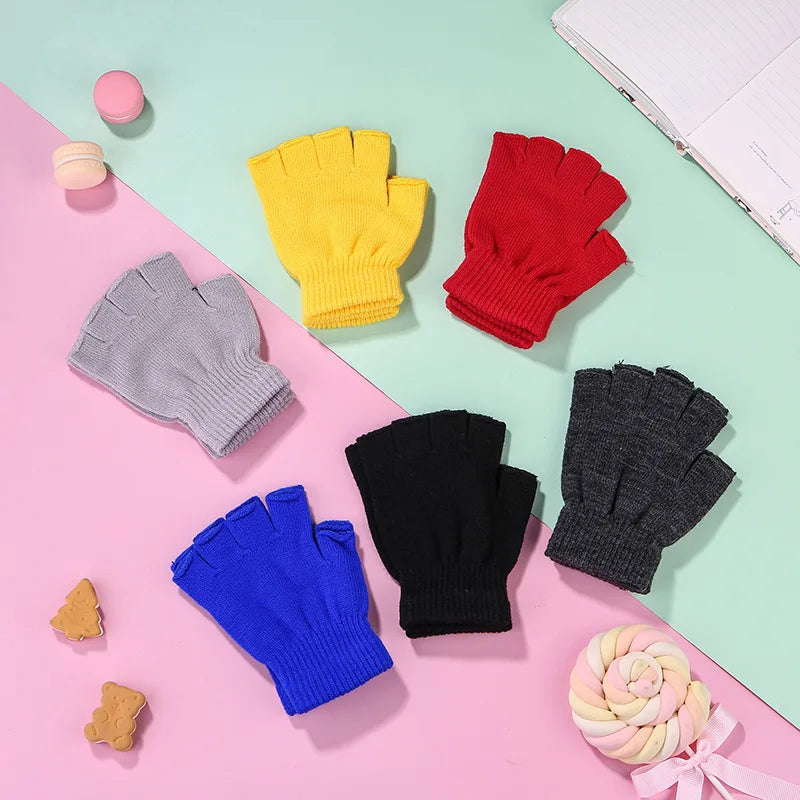 Thicken Wool Fingerless Knitted Gloves Men/Women Warm Stretch Elastic Solid Winter Outdoor Half Finger Gloves Cycling accessory