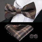 Hi-Tie Marque Soie Pré-noué Homme Nœud Papillon Mouchoir Boutons de Manchette Ensemble Nœud Papillon pour Homme Jacquard Solide Cachemire Floral Mariage Cadeau d'Affaires