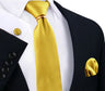 Ensemble de cravates en soie de luxe pour hommes, cravate, mouchoir, boutons de manchette avec anneau en métal doré, broche, costume, fête de mariage, accessoires pour hommes