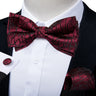 Classic Black Men Bow Ties 100% Silk Bowties Butterfly Pocket Square Cufflinks Set Suit Paisley Gold Pre-Tied Bow Tie DiBanGu