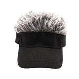 Casquette de baseball de golf avec faux cheveux évasés, pare-soleil, postiche amusant, pour hommes et femmes, perruque à pointes