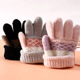 1 paire de gants d'hiver chauds pour bébé, mignons, rayés, à doigts fendus, pour la maternelle, garçons et filles, gants tricotés pour enfants de 3 à 8 ans
