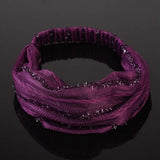 White Hair Elastic Hair Band Sequin Shiny Cloth Mother Hair Hoop Women Headband Korean Headwear Wide Hair Band Mesh Hairbands