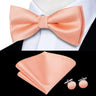 Hi-Tie Jacquard Silk Nœud papillon pour homme, ensemble de boutons de manchette et mouchoir, nœud papillon pré-noué, noir, blanc, gris, bleu, rouge, vert, rose, violet