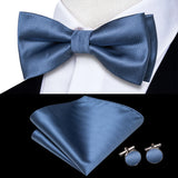 Hi-Tie Jacquard Silk Nœud papillon pour homme, ensemble de boutons de manchette et mouchoir, nœud papillon pré-noué, noir, blanc, gris, bleu, rouge, vert, rose, violet