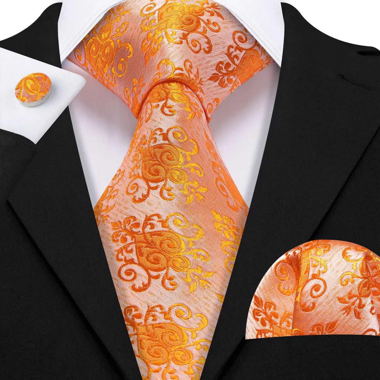 Ensemble élégant de cravates et boutons de manchette en soie à fleurs multiples pour homme, cravate jacquard à fleurs pour mariage, entreprise, fête, événement, Barry.Wang