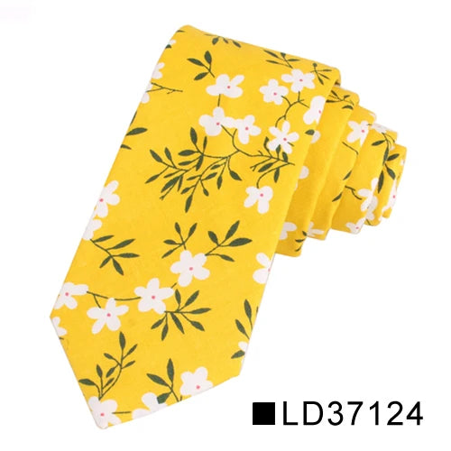 Nouvelle cravate florale pour hommes et femmes, cravate fine en coton pour mariage, cravates décontractées pour hommes, costumes classiques, cravates à imprimé floral