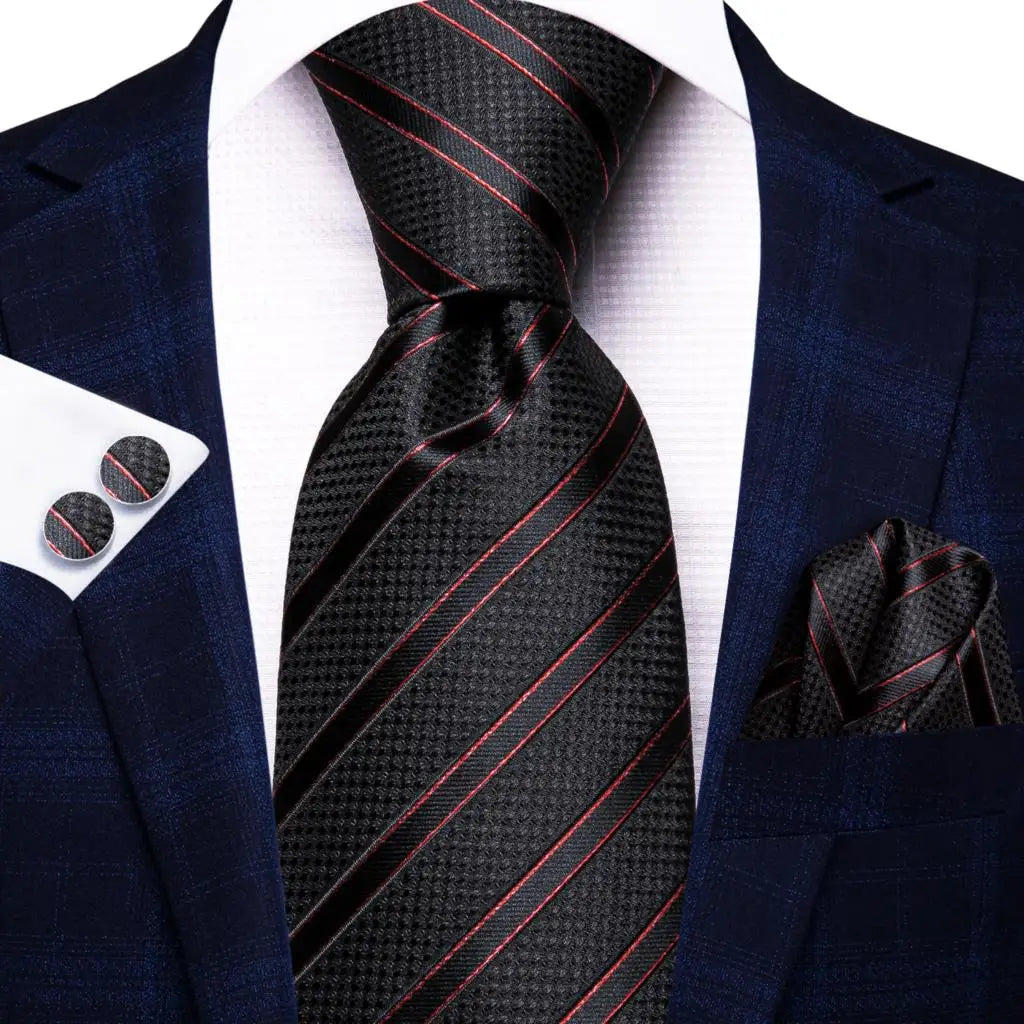 Cravates pour hommes 2023, nouvelle mode pour hommes, 8,5 cm, pochette, boutons de manchette, accessoires de mariage, créateur de cravates Hi-Tie, vente en gros