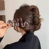 2pcs Women's Y2K Wavy High Glossy Amber Brown Large Lightweight Plastic Hair Clip Elegant and Minimalistic