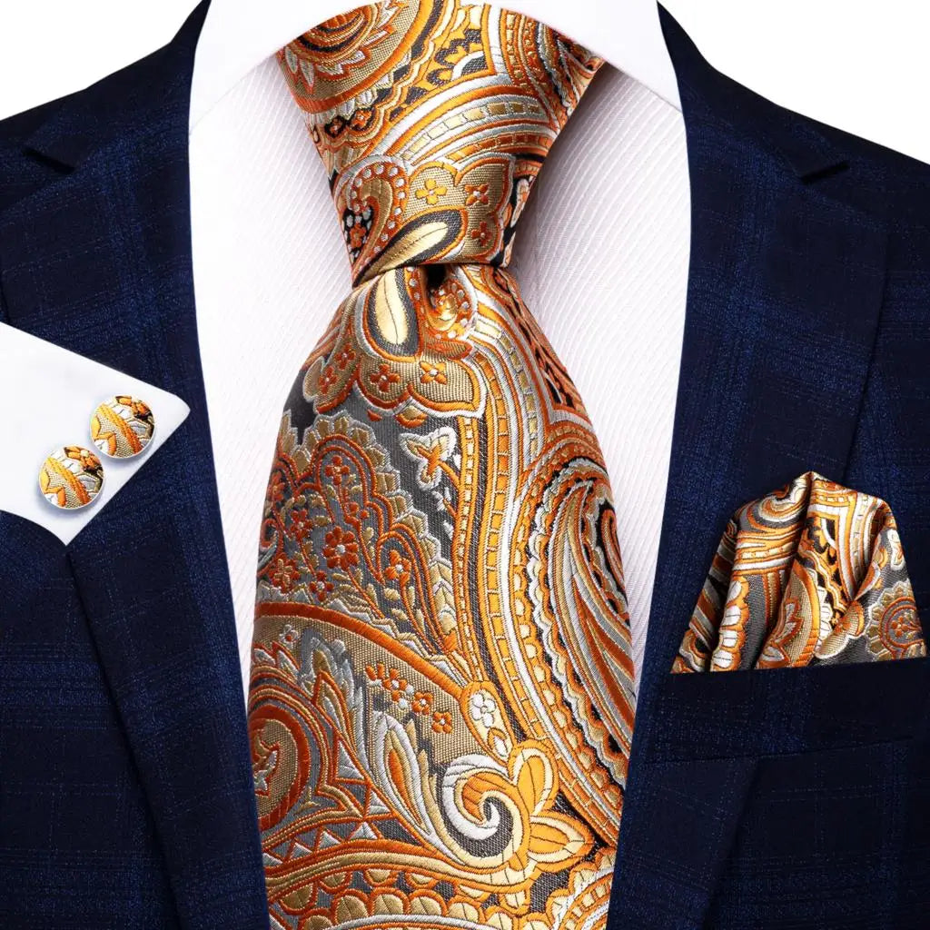 Hi-Tie – Cravate de mariage en soie violette unie à motif cachemire pour homme, ensemble de qualité avec boutons de manchette et mouchoir, cadeau tendance, livraison directe