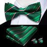 Hi-Tie Nœud papillon rayé noir et rouge pour homme, mouchoir, boutons de manchette, en soie pré-nouée, pour soirée d'affaires masculine, vente en gros