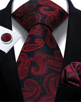 Cravate homme Paisley Jacquard tissé 8 cm formelle affaires mariage cravate poche carré ensemble costume cravate haute qualité fait main Gravata