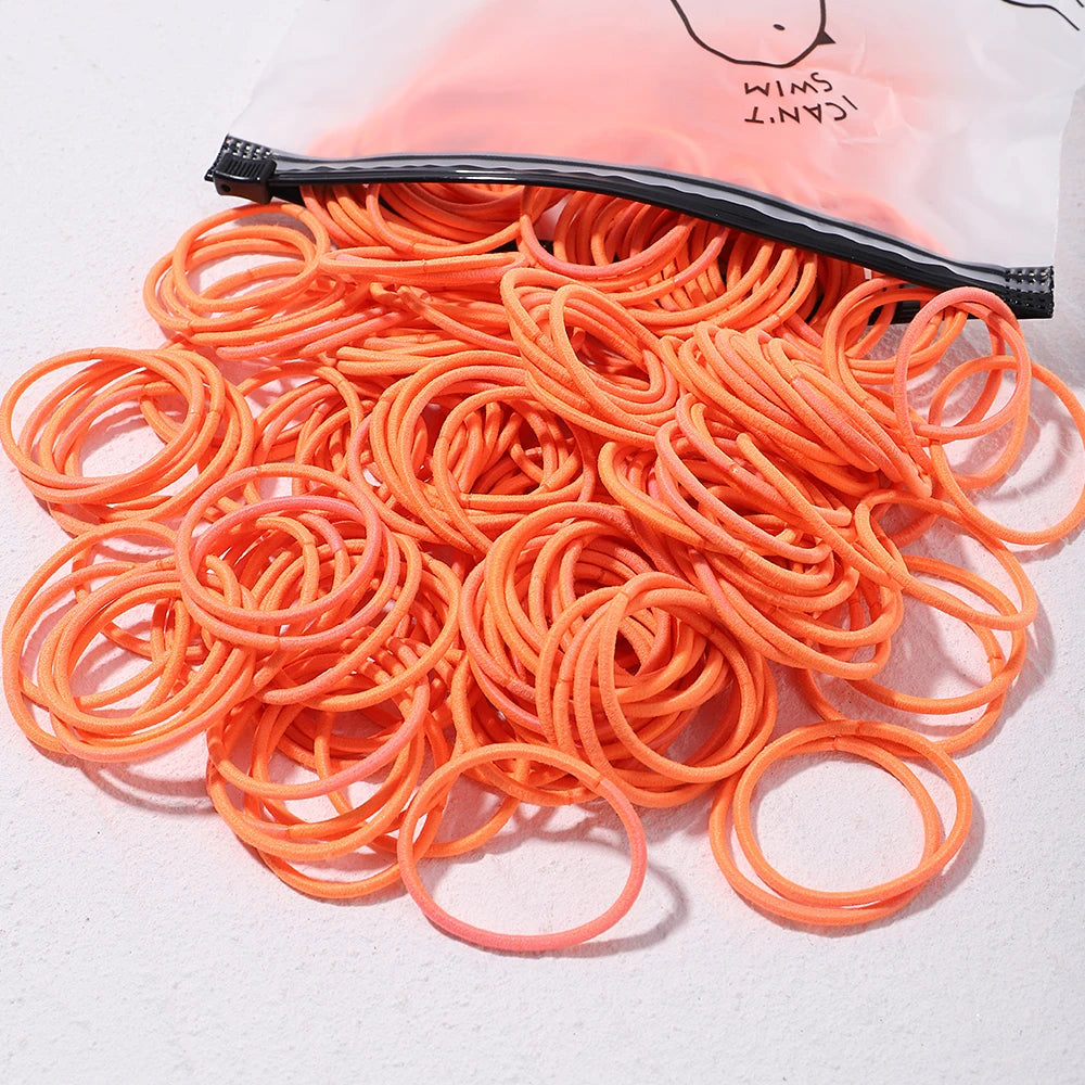 Lot de 50 bandeaux élastiques en caoutchouc pour cheveux, style macaron, très élastiques, durables, pour queue de cheval haute, pour femmes et enfants