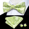 Hi-Tie Jacquard Silk Nœud papillon pour homme, ensemble de boutons de manchette et mouchoir, nœud papillon pré-noué, noir, blanc, gris, bleu, rouge, vert, rose, violet