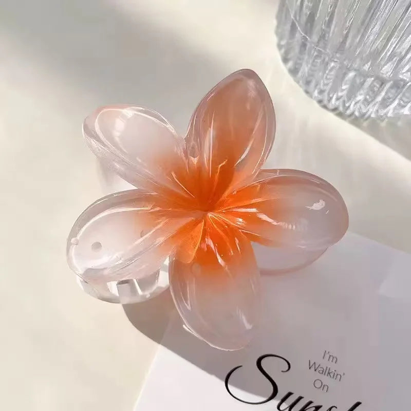 8cm Boho Gradient Large Flower Acrylic Hair Clip for Women Sweet Hair Claws Crab Clamp Barrettes Hawaiian Headwear Accessories